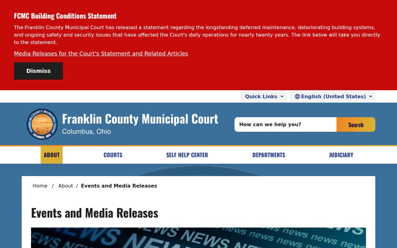 Franklin County court schedule Municipal Court events notices