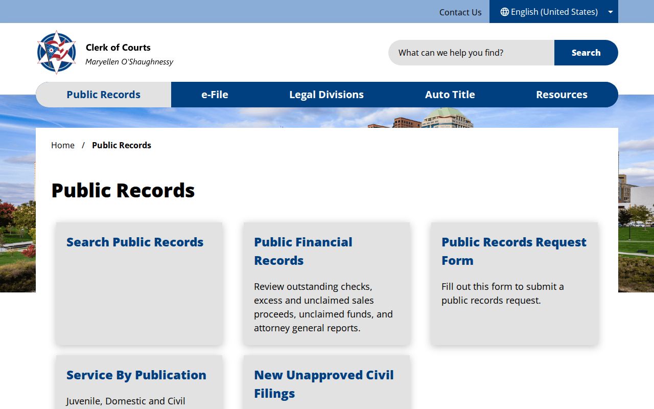 Franklin County court records Clerk public records page
