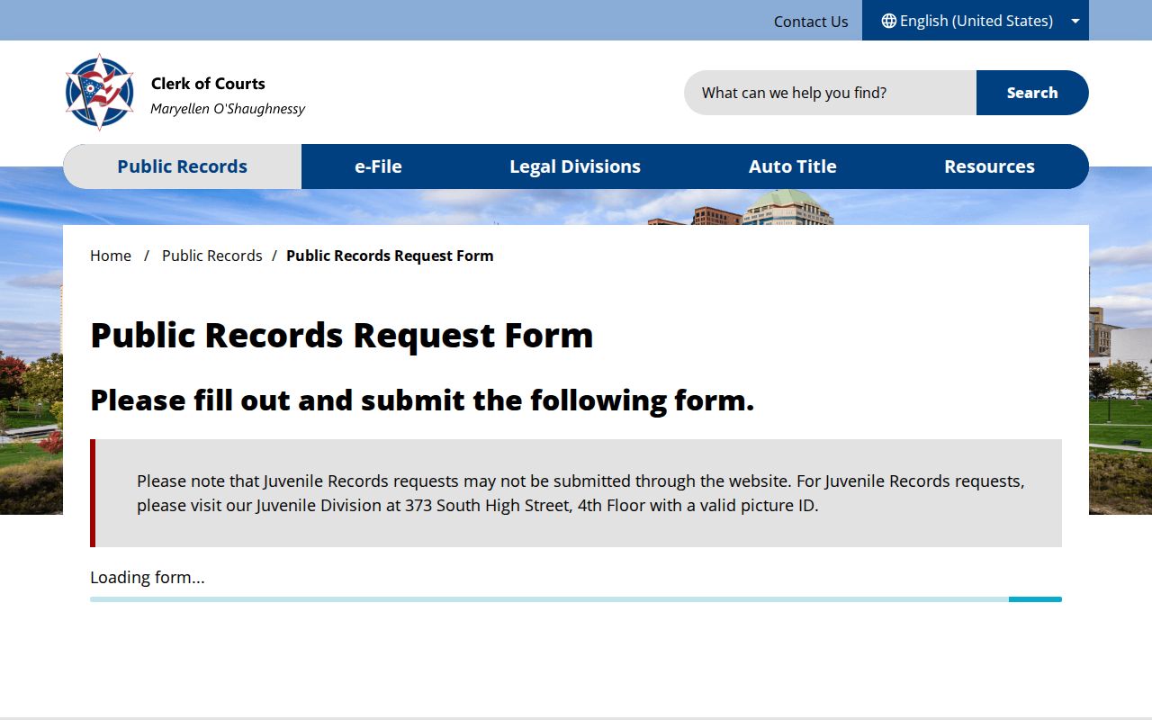 Franklin County court records public-record request entry point