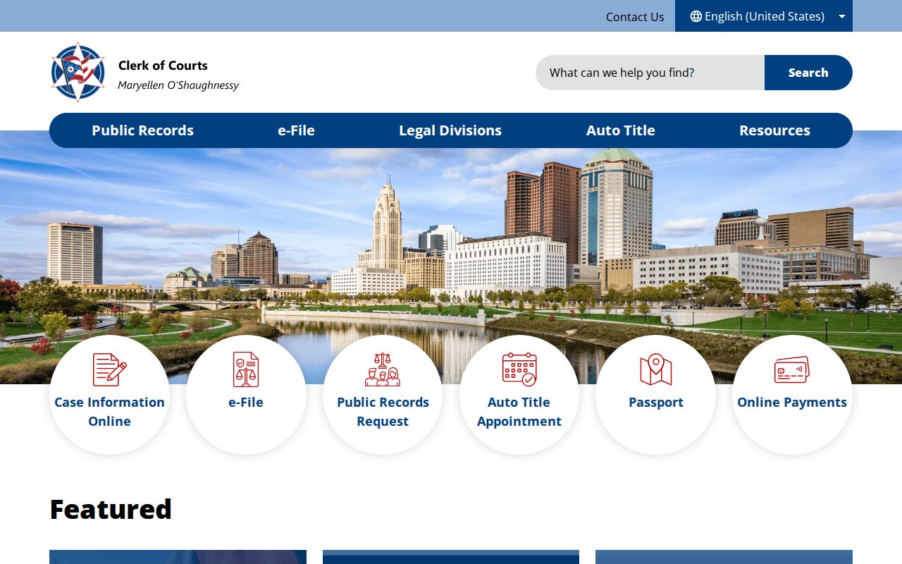 Franklin County court docket Clerk access page