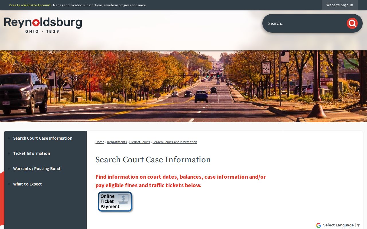 Franklin County Reynoldsburg court records CourtView case information source