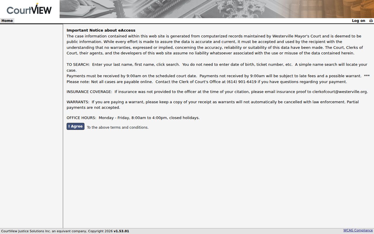 Franklin County Westerville court records public access search portal